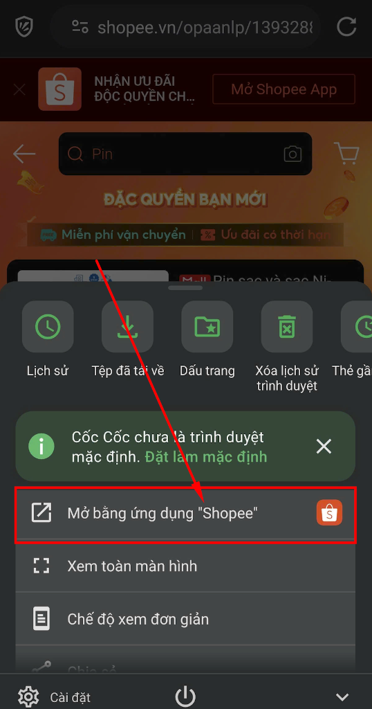Bước 6: Nếu link không chuyển hướng sang Ứng dụng Shopee/Lazada - ảnh 1